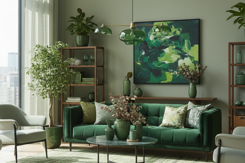 Green artistic photography in house